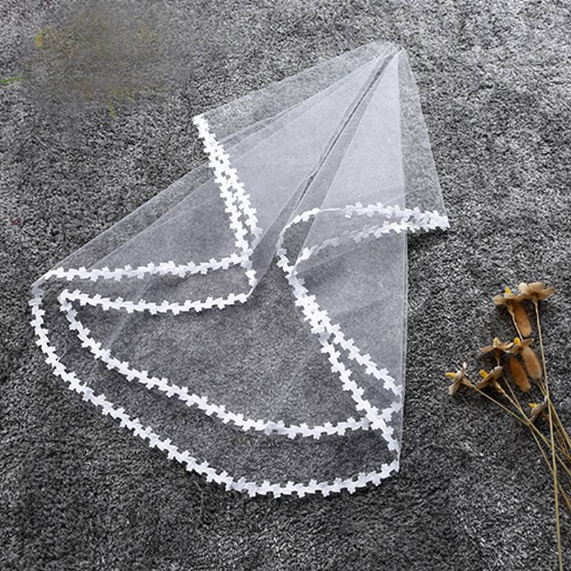 Velo de novia corto y sencillo de tul de dos capas con peine, velo de novia blanco marfil para novia, accesorios de boda: Negro