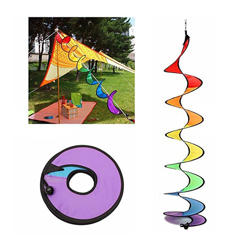 2Pcs Rainbow Spiral Windmill Wind Wheel Windsocks for Camp Tent Lawn Home Garden Ornaments Outdoor Whirligig Toy 55''