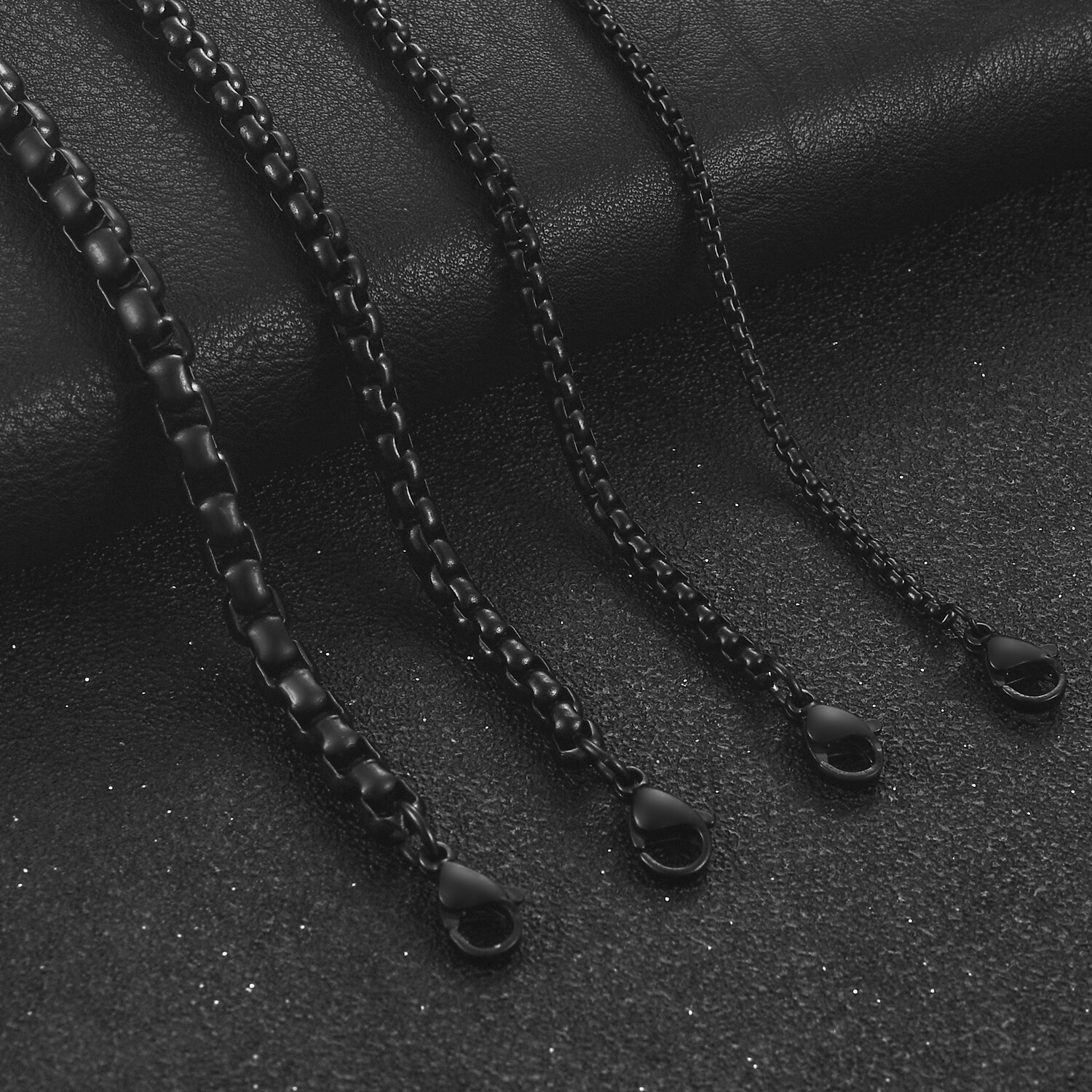 2/3/4/5mm Black Stainless Steel Chain Men's Box Chain Ladies Necklace Jewelry Bracelet