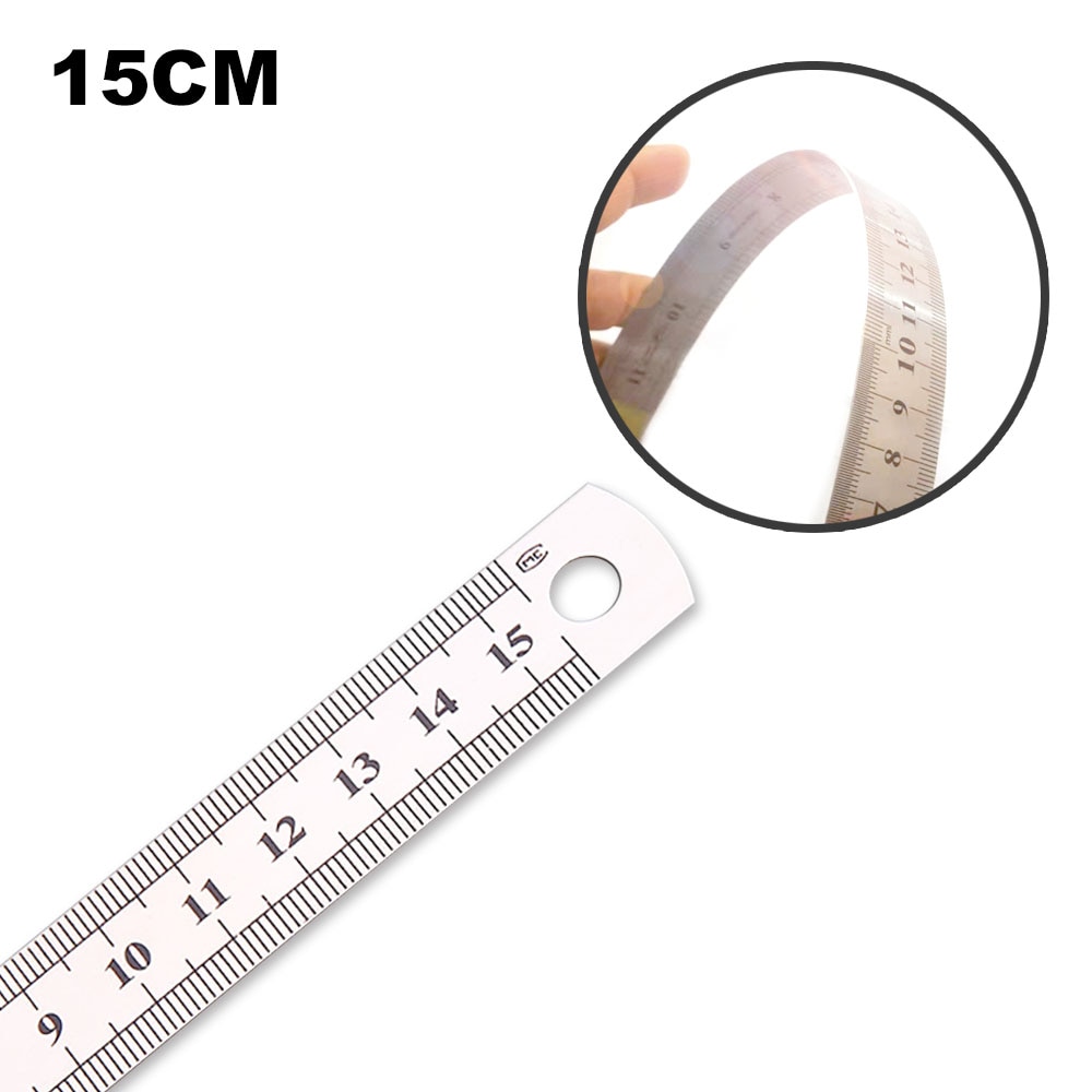 Straight Ruler Fine Inch Centimeter Scale Office Student Drawing Line Tool Stainless Steel 15cm 1PC Metal Xin Soft C08-0584