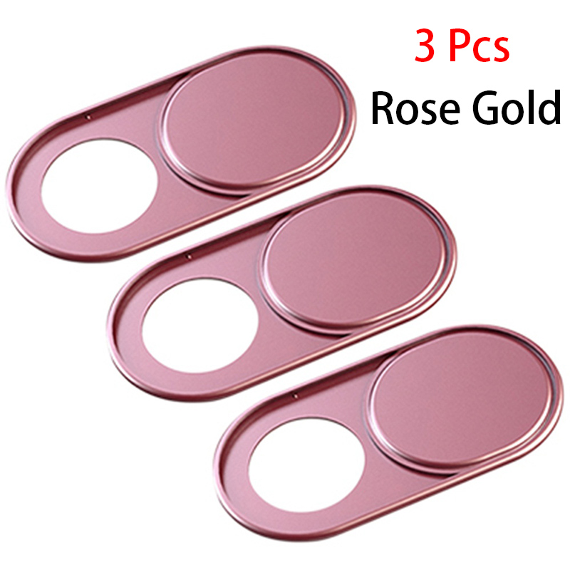 Universal Mobile Phone Privacy Sticker WebCam Cover Shutter Magnet Slider Metal For iPhone 12 Web Laptop Tablet Camera Cover: 3PCS Rose Gold