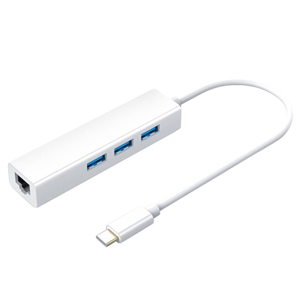 S81-U3-C Mulit Ports Zinn-beschichtete Kupfer Leiter für PVC Typ-C Männlichen zu RJ45 3 USB 3,0 Weibliche computer USB-C Splitter: WHITE