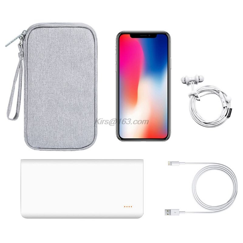 Travel Portable Durable Polyester Power Bank Pouch Storage Bag Protective Carrying Case Pack for Earphone Cell Phones Data Cable