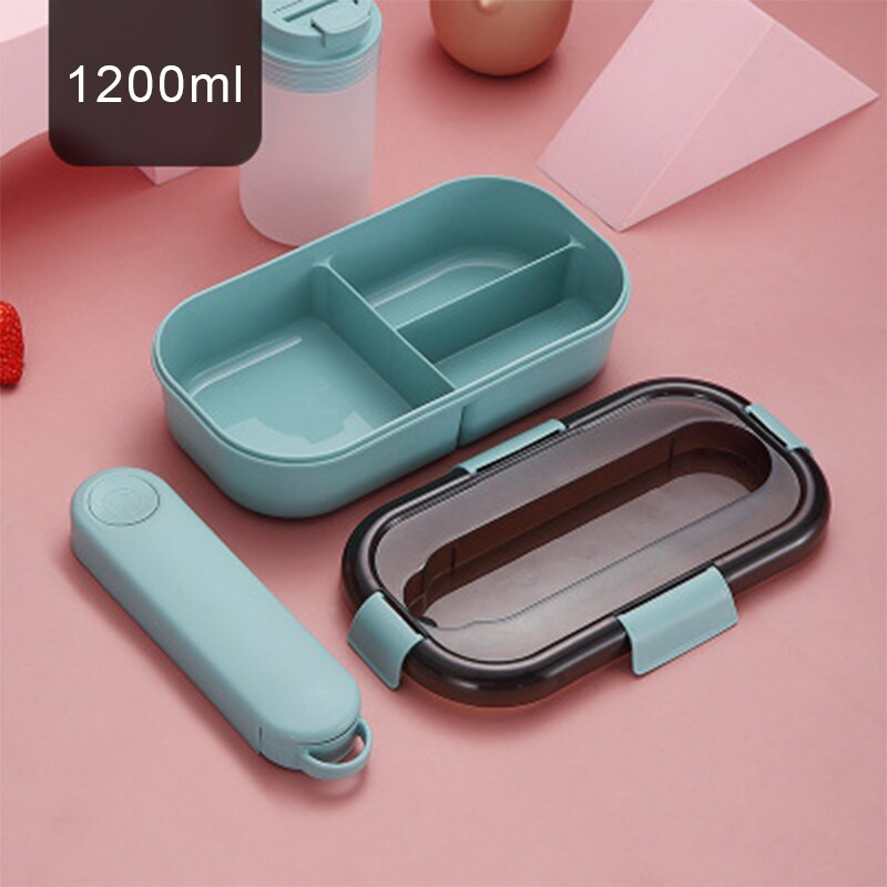Food Grade PP Lunch Box For Kids School Office Microwave Bento Box With Compartment Tableware Leak-Proof Food Container Box: 1200ml blue