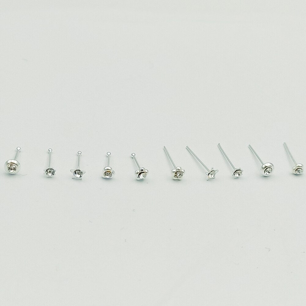 925 sterling sliver nariz parafuso prisioneiro moda presente de natal para mulher cristal nariz piercing jóias 20 unidades/pacote