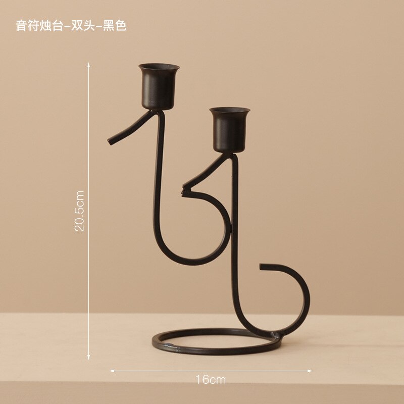 Lyx järn konst musik noter musik doft ljusstake ornament romantisk bröllop levande ljus middag modern: 2 topp svarta