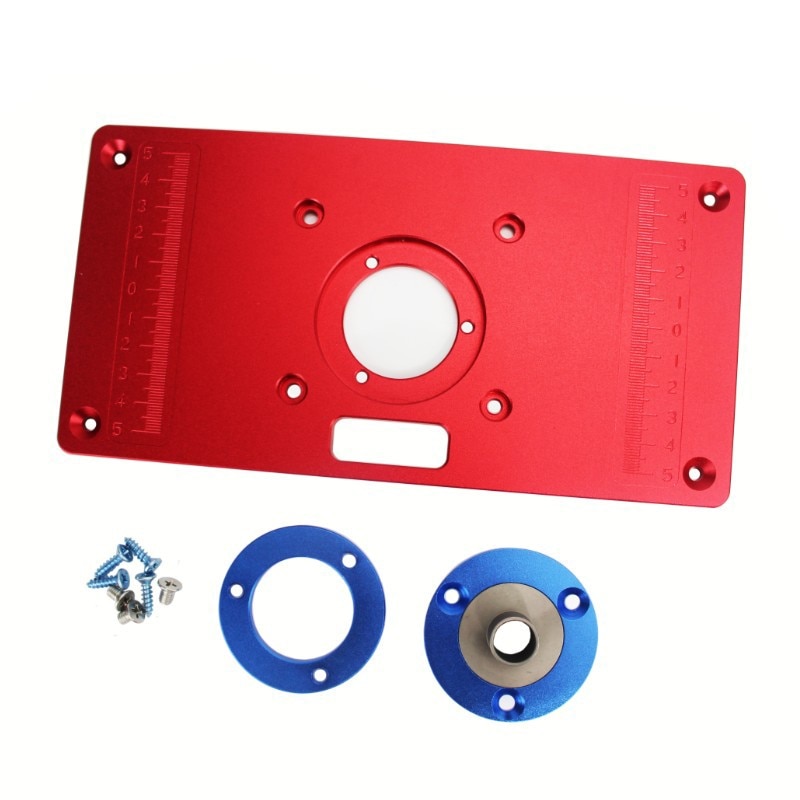 Universal Aluminum Router Table Insert Plate w/ 2 Router Insert Rings For Woodworking Benches Router red
