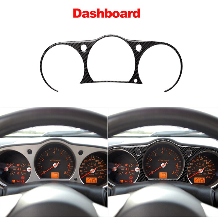 Real Carbon Fiber Dashboard Interieur Molding Trim Stuurwiel Sticker Innerlijke Decoratieve Trims Voor Nissan 350Z