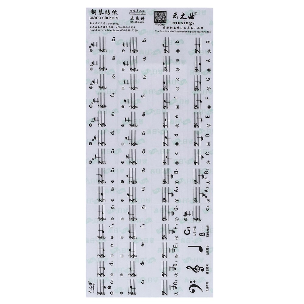 Transparante 49/ 61/ 88 Toetsen Elektronische Piano Toetsenbord Stickers Piano Key Sticker Midi Keyboard Stave Note Sticker Voor witte Toets