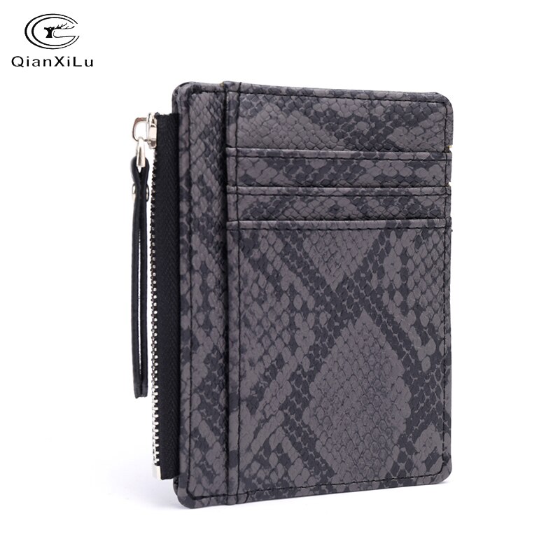 Qianxilu Slanke Vrouwen Portemonnee Korte Zak Kleine Pu Leer Creditcardhouders Dunne Rits Portefeuilles Broekzak Mode Clutch Bag