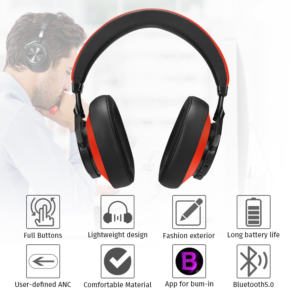 Bluedio 7th Bluetooth Hoofdtelefoon-25DB Active Noise Cancelling Draadloze Headset Voor Telefoons En Muziek Met Voice Control