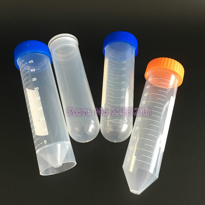 Plastic Centrifuge Tubes With Clear Scale 50ml Bottom Tip Test Tube With Screw Cover Sample EP Tube 50pcs