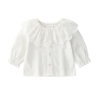 Geboren Baby Meisjes Lange Mouwen Kleding Baby Meisjes Roze Katoenen Tops 3-18 M Kinderen Meisje Kant kleding Lente Herfst Shirt: WHITE / 3M