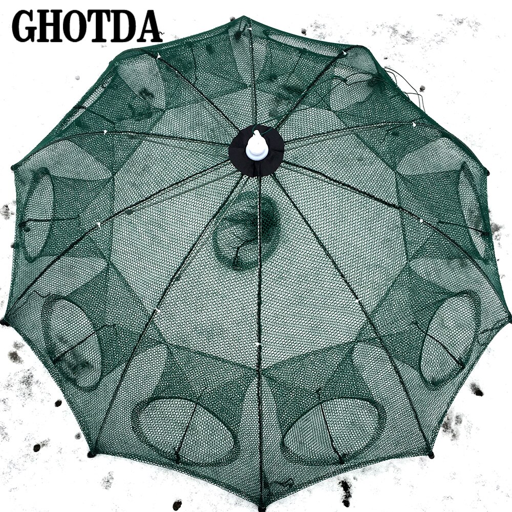 Składana sieć rybacka 4/6/8/10/12/16/20 otwór składane przenośne automatyczne wędkowanie krewetki pułapka ryby Strzebla Krab przynęty rzucać siatka pułapka P