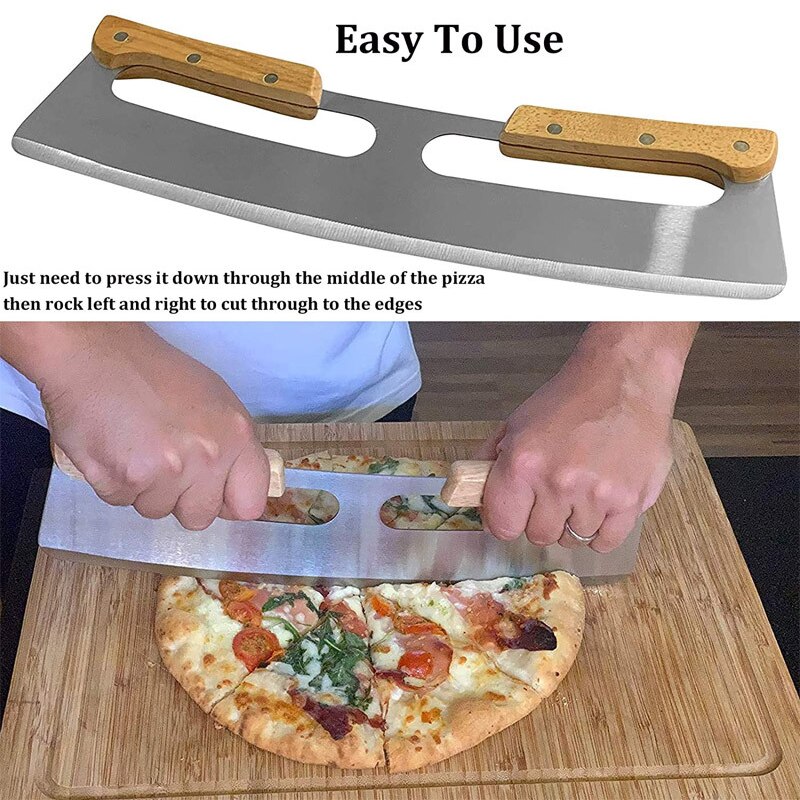 Pizza Knife Rocker Kitchen Accesories Stainless Steel Pizza Shovel Kitchenware Double Handle Sharp Pizza Cutter Household Gadget