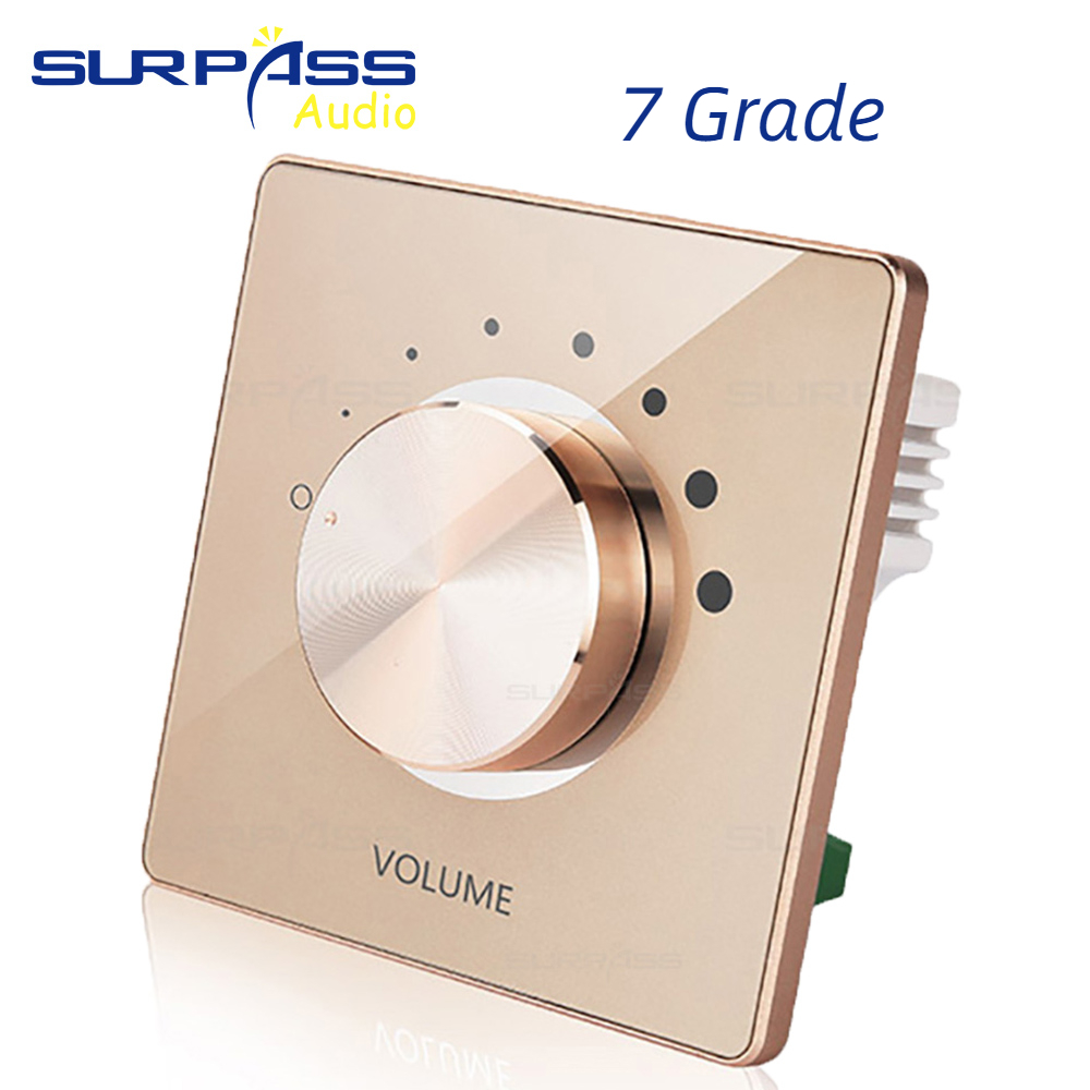 Stero Volume Tuning Switch 5 Adjustment Two Channel Fixed Resistance Music Speaker Volume Controller: 7 Grade gold