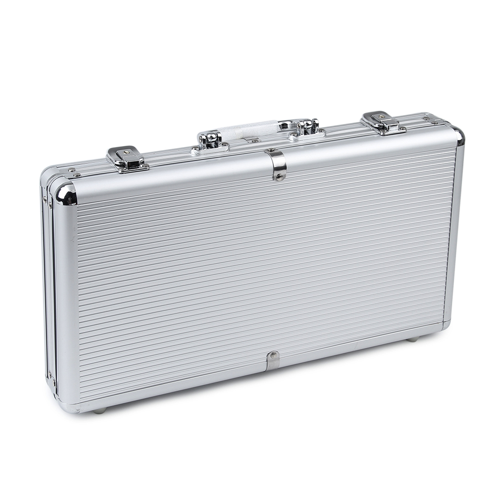 JULY&#39;S SONG – boîte en aluminium antidérapante pour jetons de Poker, avec rayures argentées, tapis de jeu Portable Texas, valise, 300