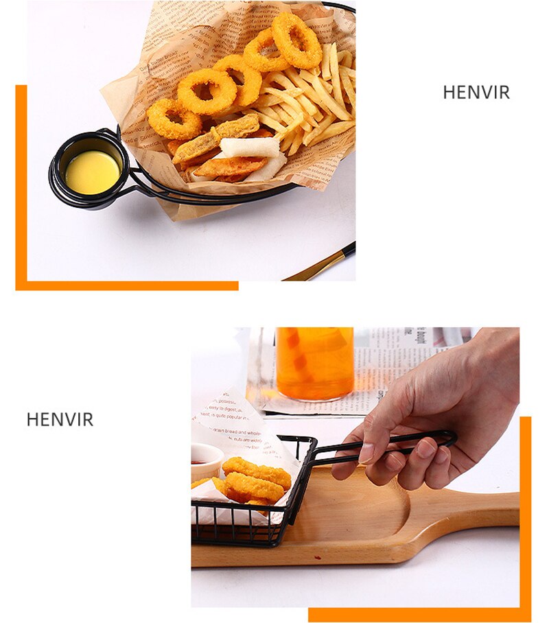 French Fries Basket Stainless Steel Food Storage Rack Snack Icing French Fry Containers Tin Pails Wedding Birthday Party Favors