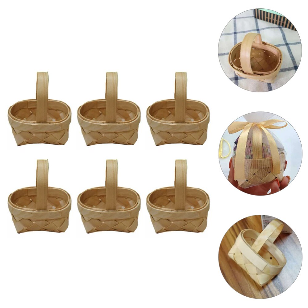 Mini Paniers Tissés Avec Poignées - Échelle 1/12 - Pour Maison De Poupée & Décoration Miniature - Environ 4.2x4.5 Cm - 6