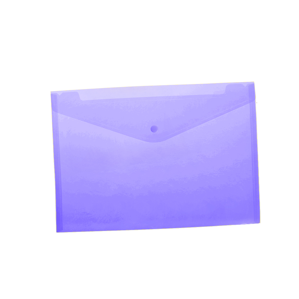 1pcs Plastic Envelopes Premium Clear Document Folders Transparent Project Envelope Folders With Snap Button Closure: Purple