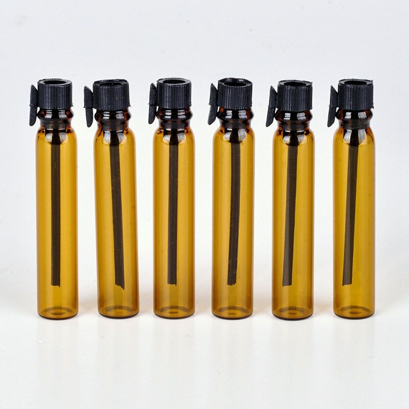 1ml 2ml frascos de perfume, frasco pequeño de vidrio para muestra de líquido, tubo de aceite esencial, frasco ámbar de prueba , 1pc