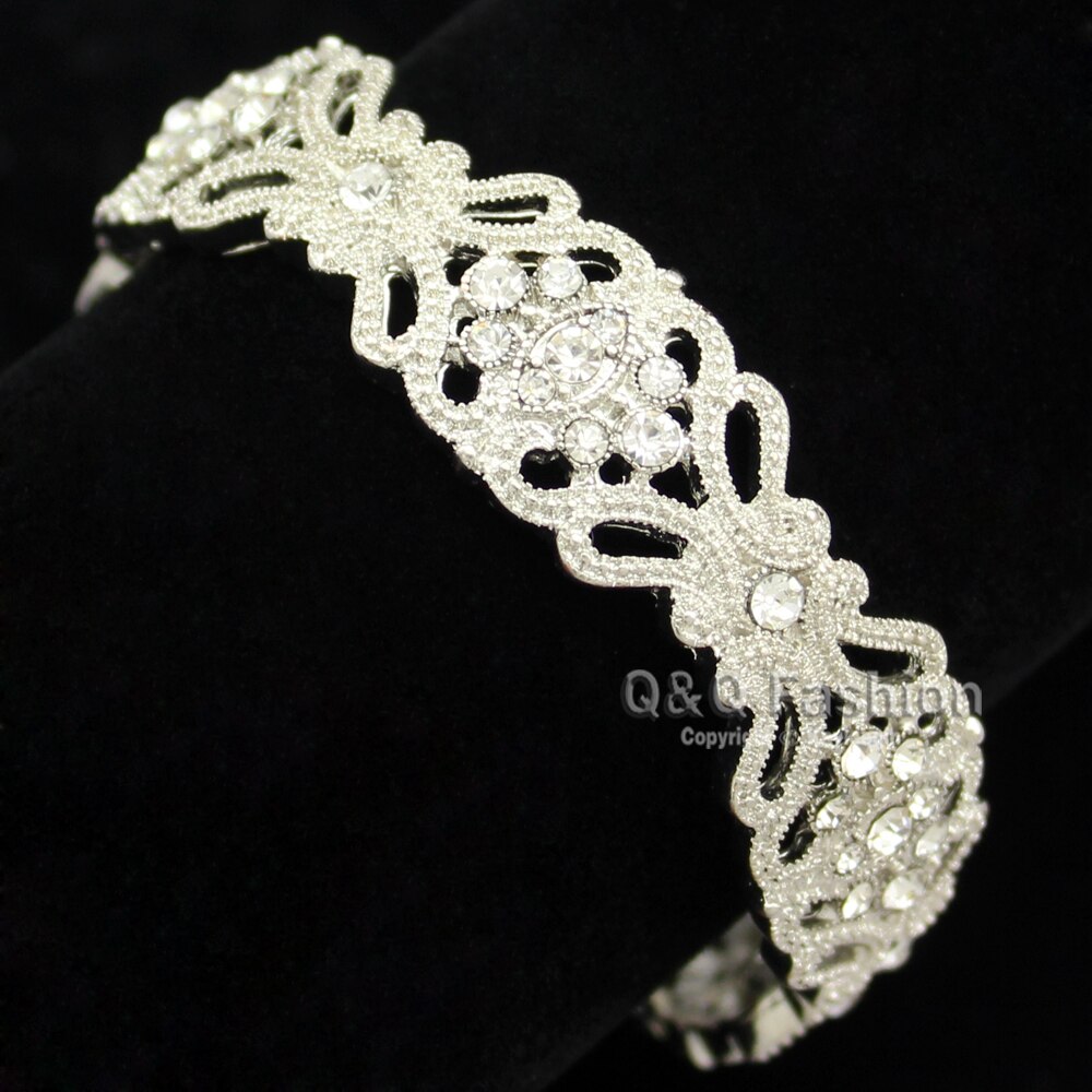 Art Deco 1920 s Great Gatsby Blume Österreich Kristall Braut Armreif Bangle Silber Gute Schmuck