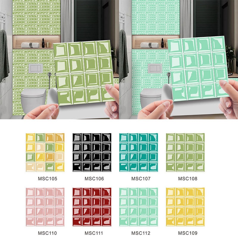 10Pcs Magic Gel Tiles Sticker Mosaic Tile Stickers Kitchen and Bathroom Backsplash Brick Crystal Wallpaper Home Decor
