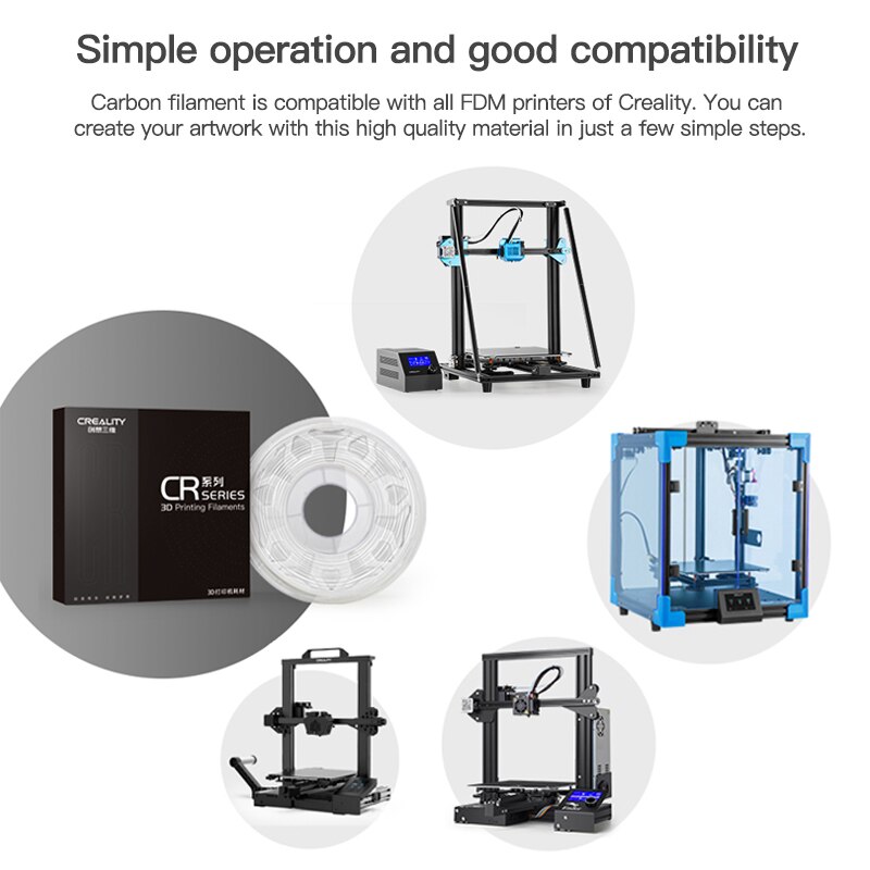 Creality 3D Printer Filament Carbon Fiber 1.75mm/1kg High Strength Compound Material +/-0.03mm High Hardness