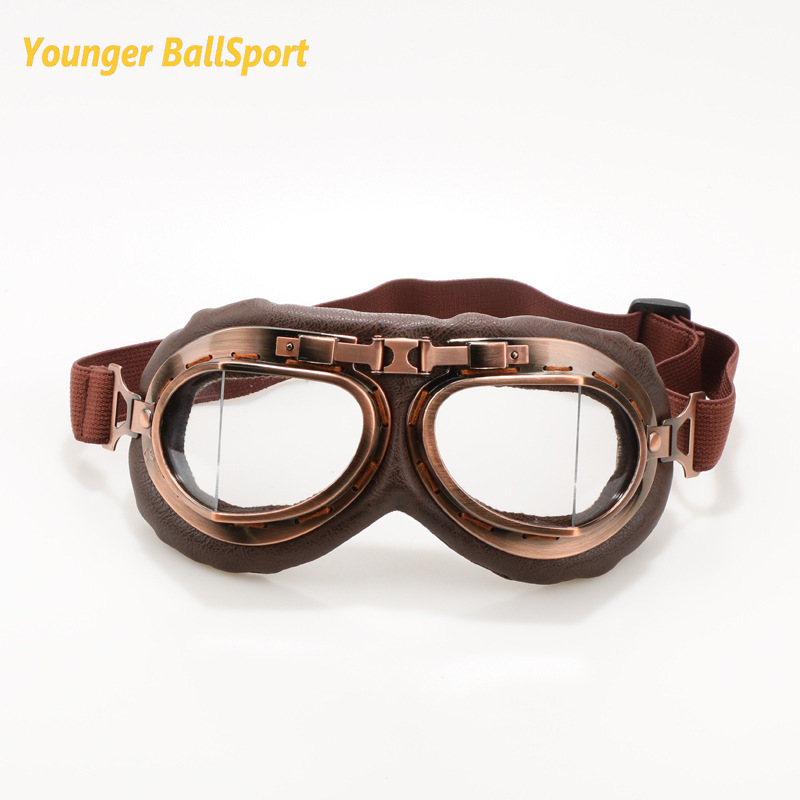 2022 retro gogle motocyklowe 100% UV400 okulary klasyczny Moto klasyczne gogle robić jazdy na rowerze pilot Steampunk wioślarz ATV miedzi kask: Harley jasny Film