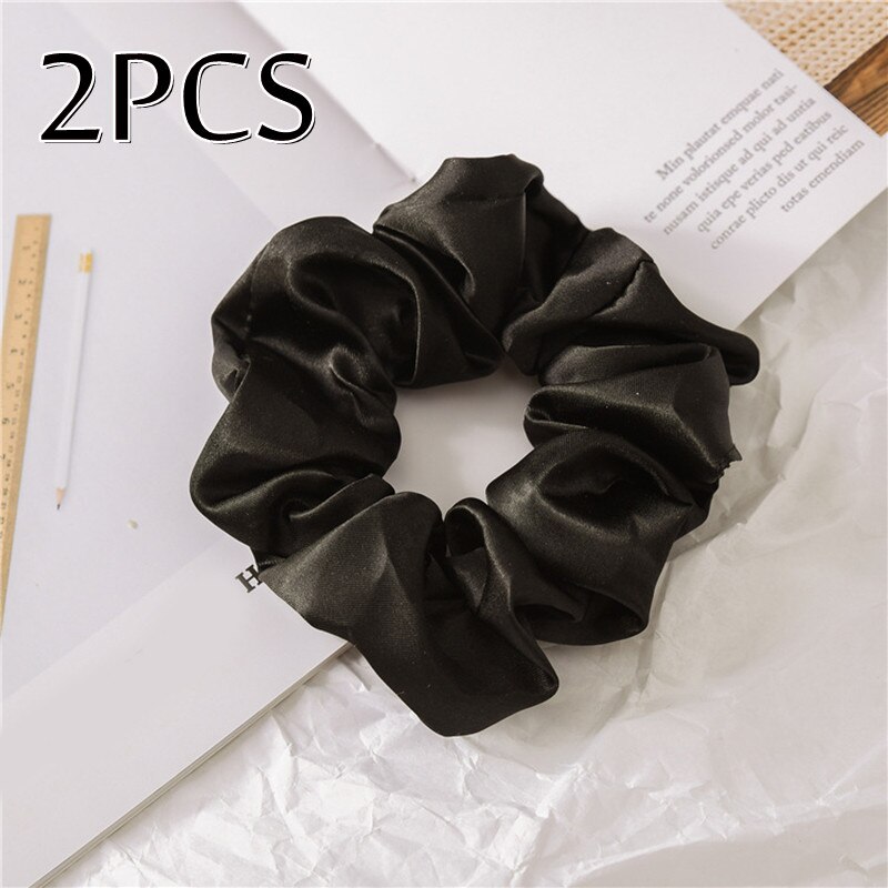 Oversized Scrunchies Grote Rubber Hair Ties Elastische Haarbanden Girs Paardenstaart Houder Glad Satijn Chouchou Vrouwen Haar Accessoires: C1-2PCS