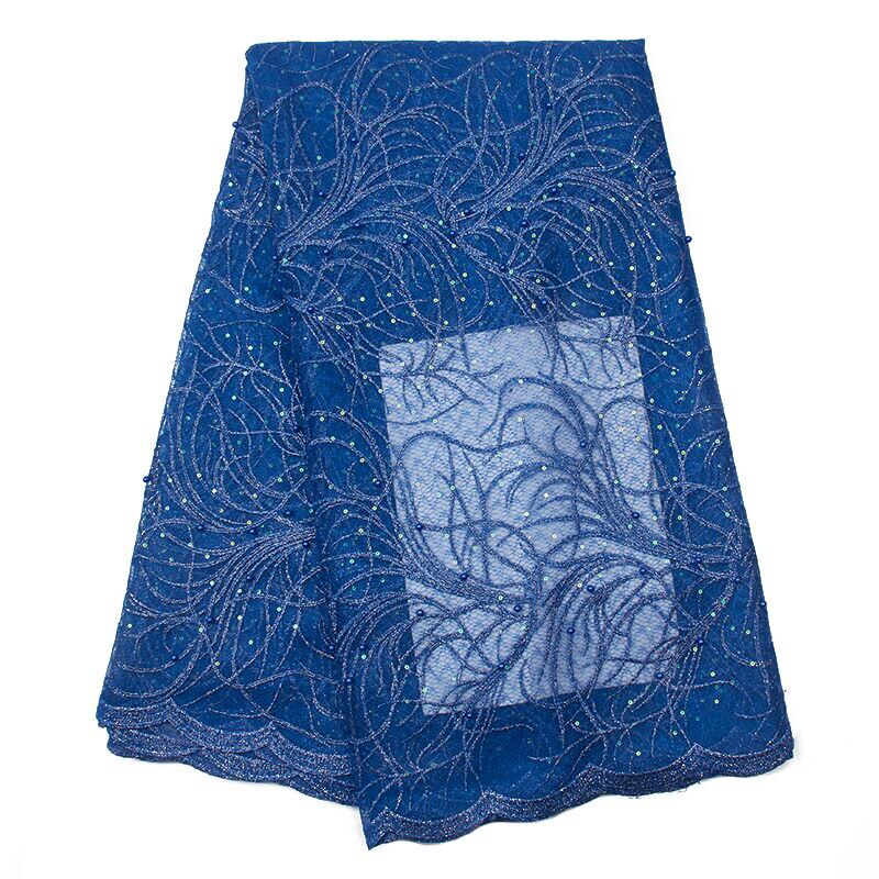 African Lace Fabric French Tulle Lace Fabric Handmade Beaded Stone Nigerian Wedding Fabric 5 Yards