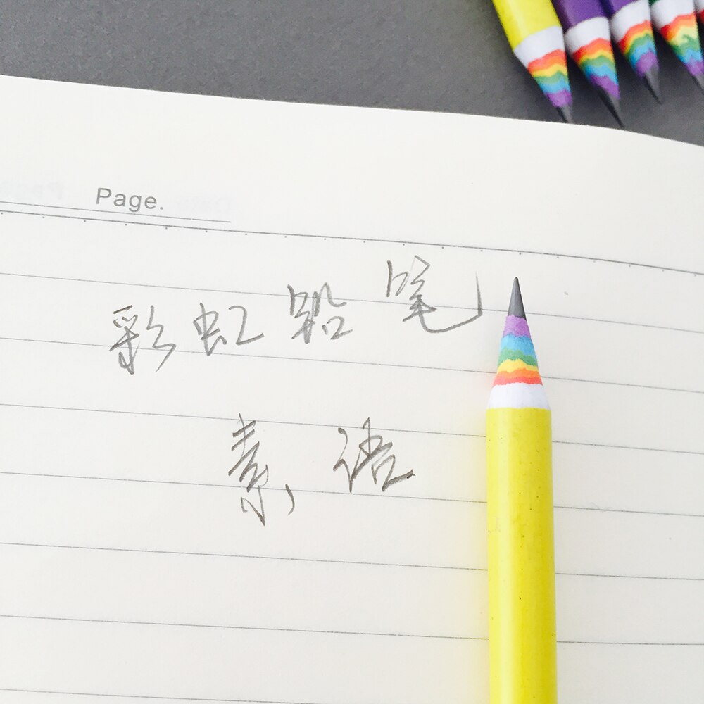 6Pcs/Set Stationery Sets 5 Pcs HB Rainbow Paper Pencil 1 Pcs Sharpener School Office Drawing Supplies Cute Pencils for Girls