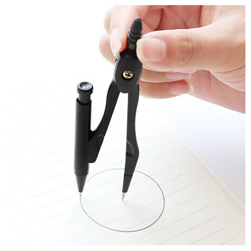 Compás de dibujo de lápiz mecánico de Metal negro para estudiante, papelería escolar