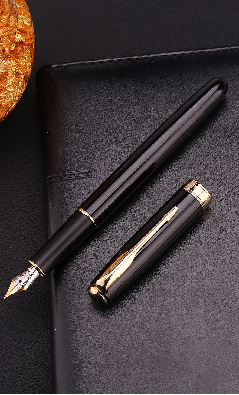 Jinhao Fountain Pen Luxury Bronze Ink Pens Metal Golden Clip Pens Office: 601jinjian heiqi