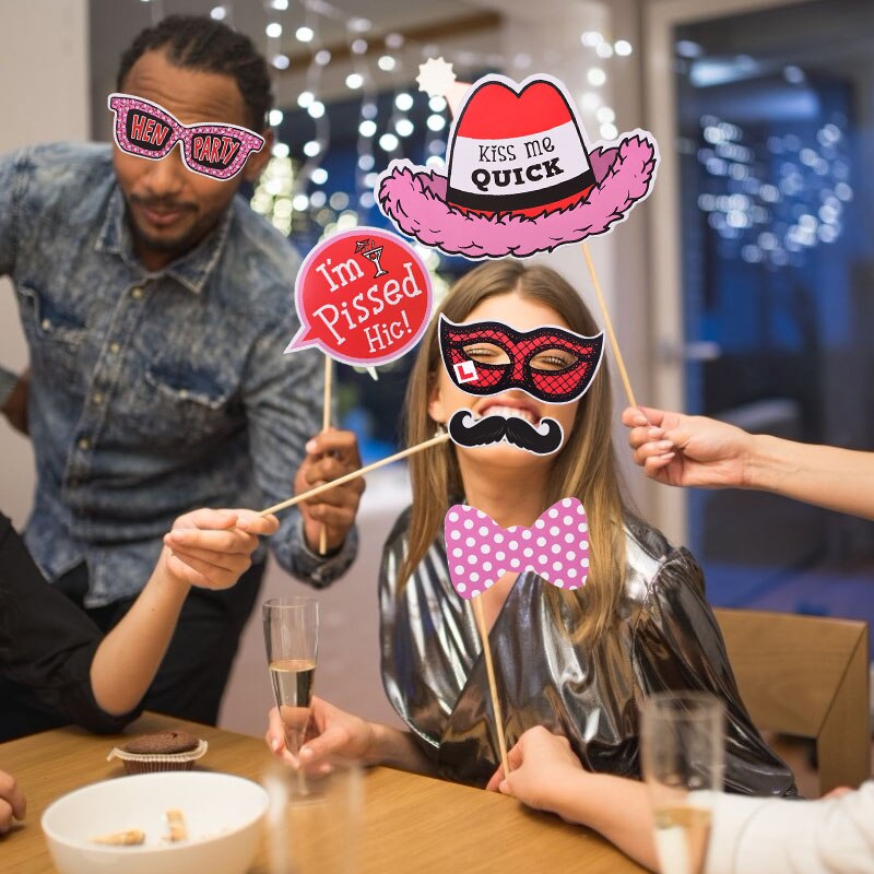 1set Hawaii Party Photo Booth Funny Mask Flamingo Team Bride Wedding Party Decor Photobooth Props Tropical Summer Carnival Props