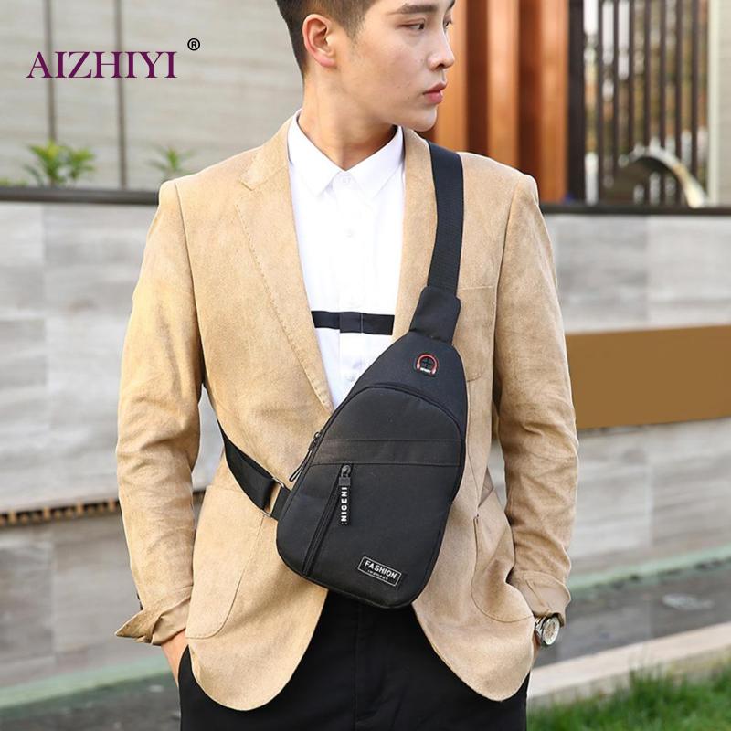 Männlichen Einfarbig lässig Crossbody Brust Taschen Oxford Männer Freizeit Reißverschluss Schulter Bote Sport Taschen