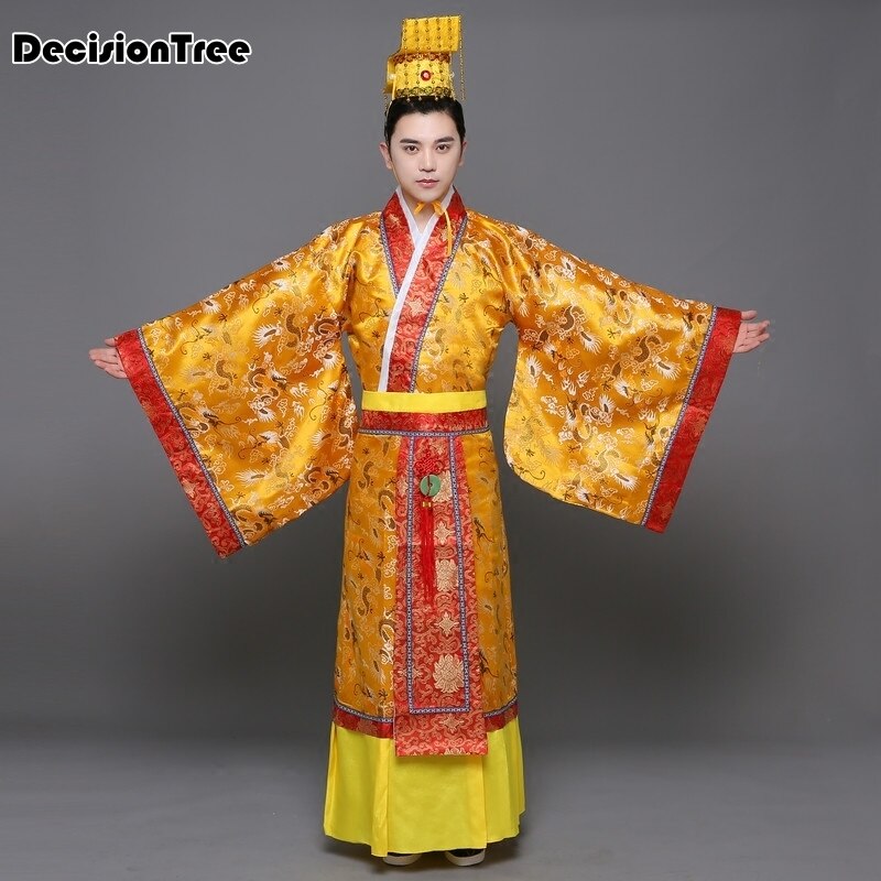 Traje chino Hanfu para adultos, traje para hombres, traje de rey Emperador, traje de escenario, traje Tang, conjunto de Traje + sombrero