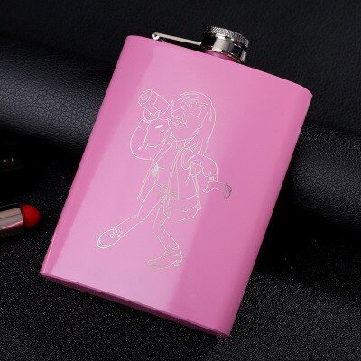 Mini Hip Flask 8oz Pink Alcohol Flask Stainless Steel Bachelorette Party Wedding for Bridesmaids: B