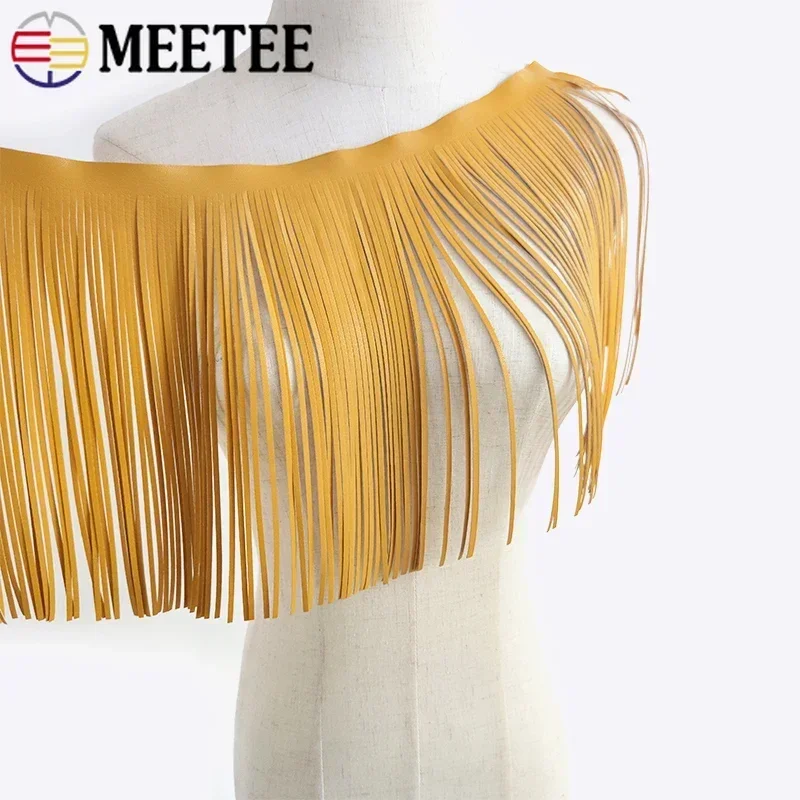 1 metro 10-30cm * 3mm PU cuero borla flecos decoración cinta de encaje DIY bolsos chaqueta falda ropa tela accesorios de costura