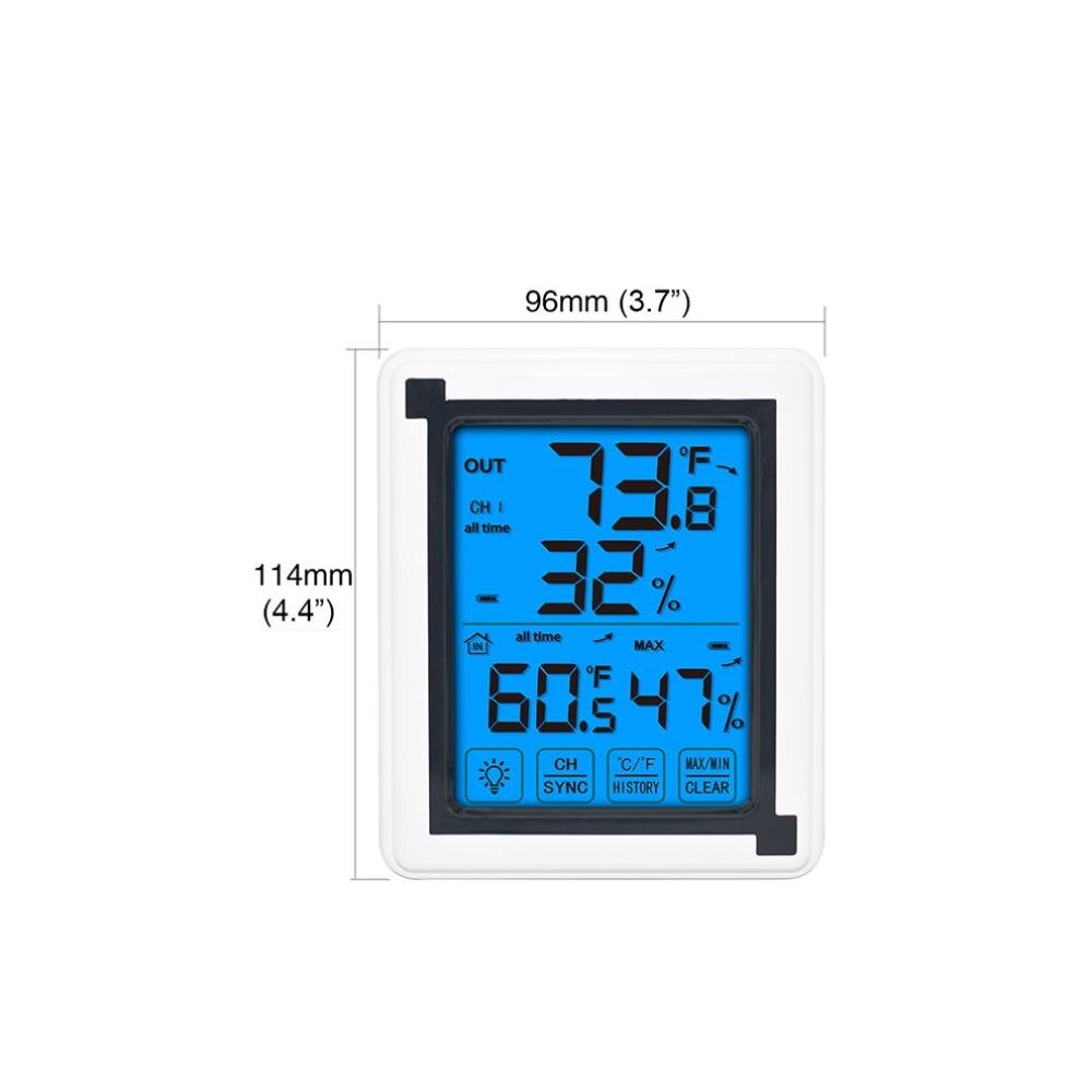 Indoor And Outdoor Thermometer Wireless Temperature And Humidity Monitor Touch Electronic Weather Clock Hygrometer