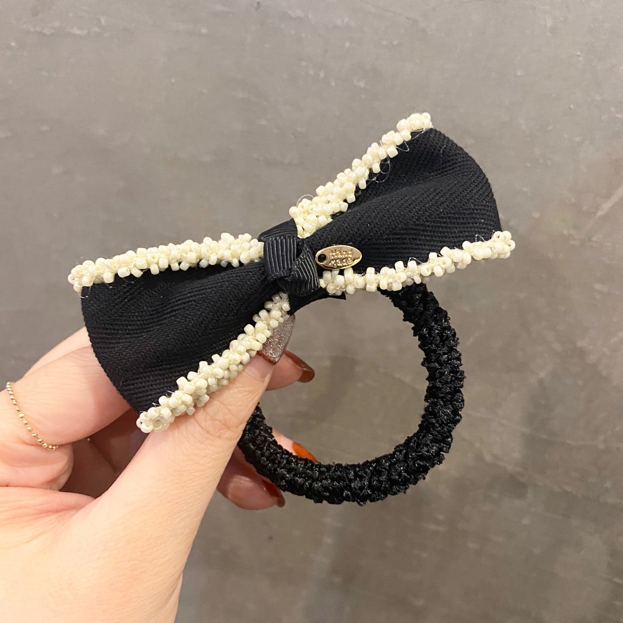 Diademas elásticas para el pelo con lazo blanco y negro Simple, 1 Juego de accesorios para el cabello para niña, horquilla clásica con lazo de estilo coreano, banda de goma: Lavanda