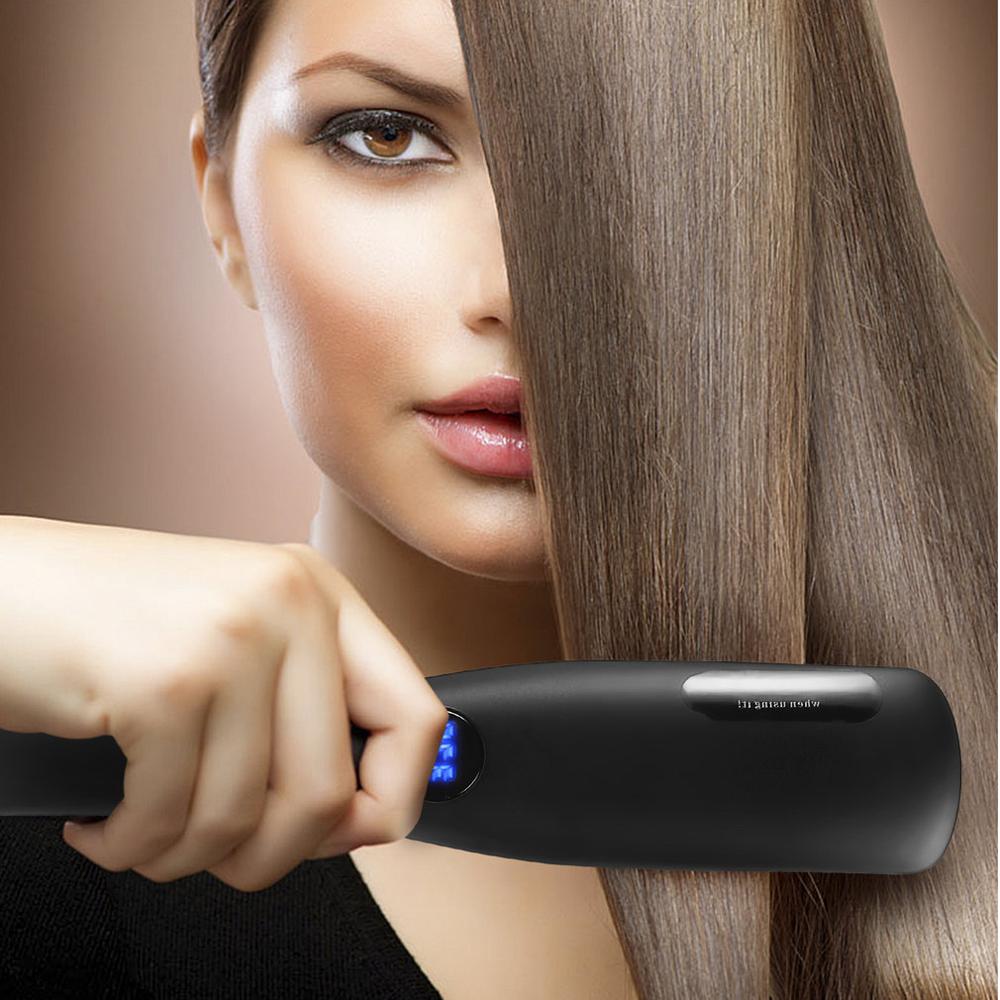 Pro LCD Electric Beard Hair Straightener Ionic Comb Fast Heating Hair Straightener Anti Static Ceramic Straightening Brush Comb