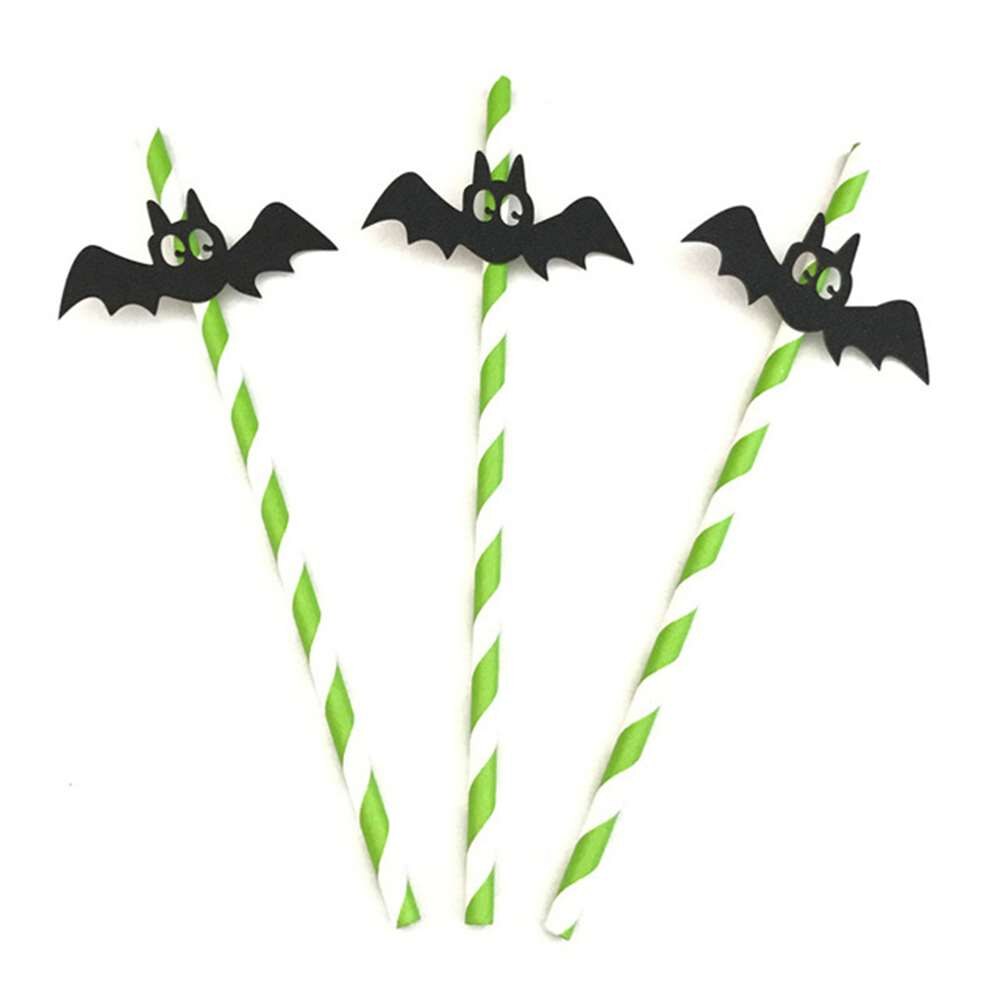 5 pakken halloween papieren rietjes spin pompoen vleermuis papieren drinkrietje halloween feestdecoratie doe-het-zelf grappige rietjes huishoudelijke benodigdheden