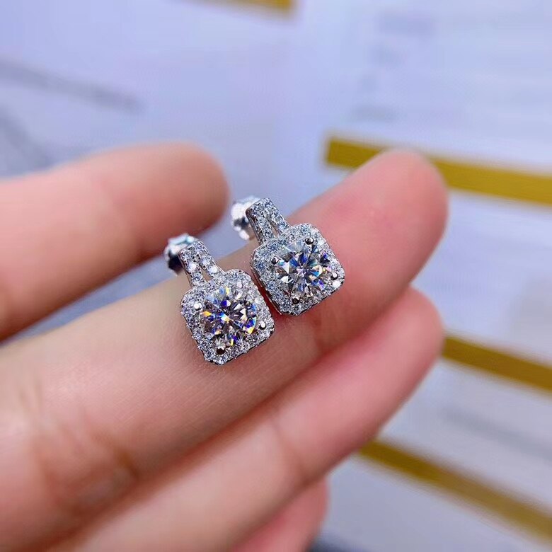 neue moissanite ohrringe frauen silber stud ohrringe 925 sterling silber shiny edelstein besser als diamant GRA zertifikat