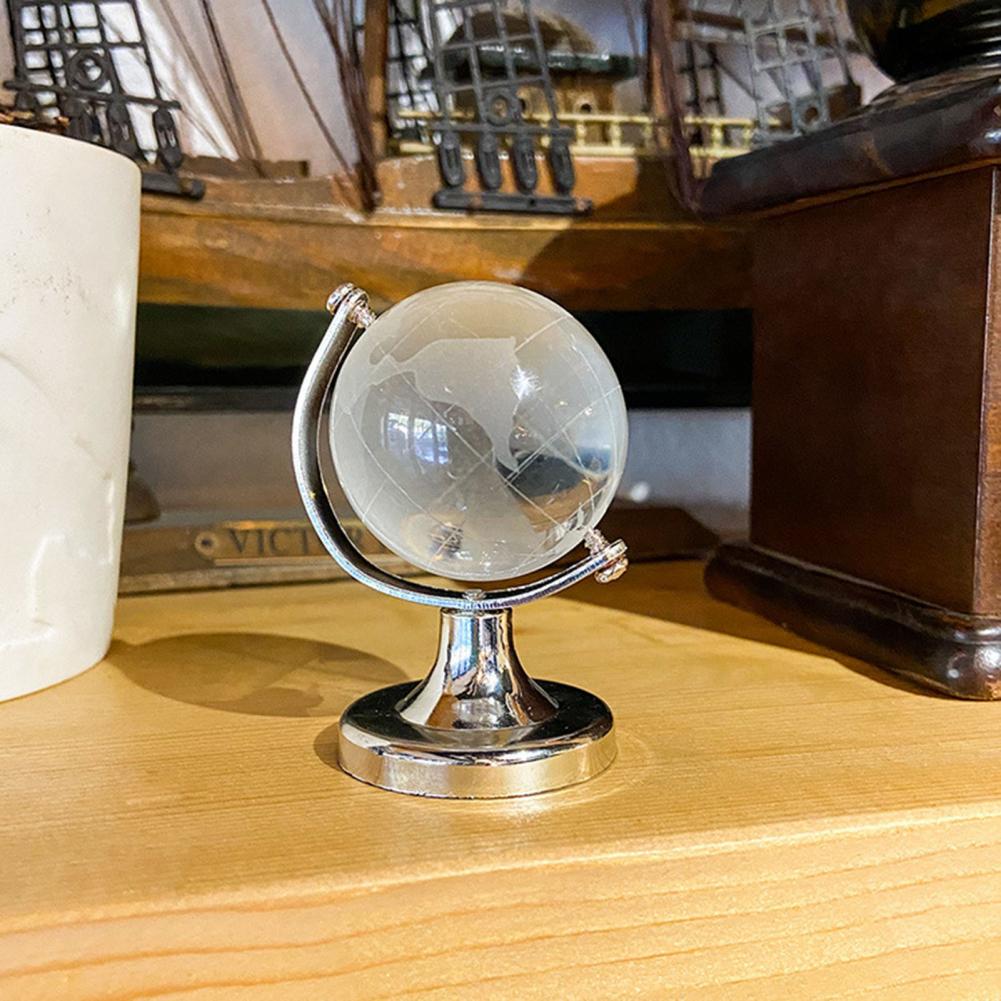 Round Earth Globe Durable Transparent Crystal Earth Globe Artificial Crystal Sphere Ball