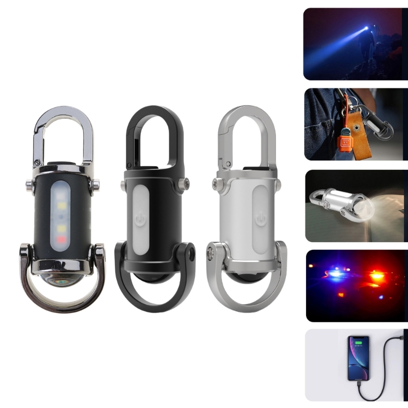 Rechargeable Inspection Light Keychain Flashlight Pendant Keyring Camping Supply 517F