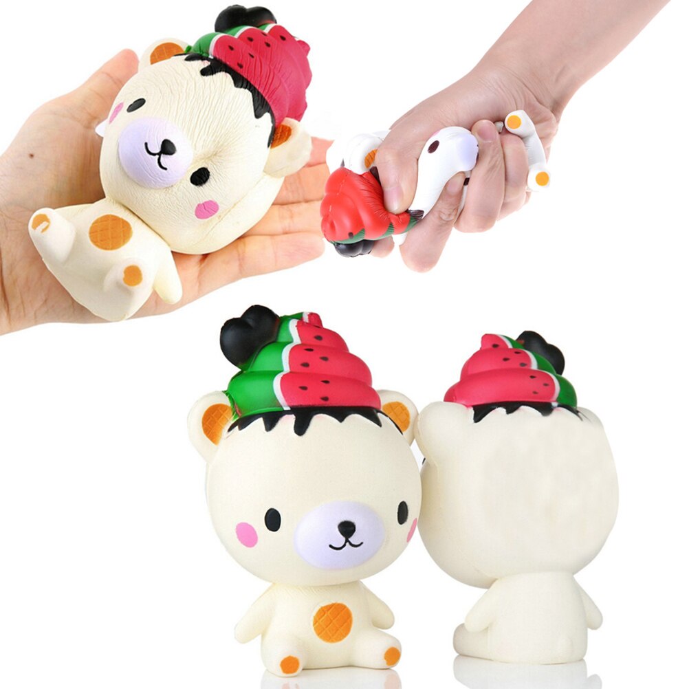 Helado oso dibujos animados Squishy lento Rising juguete de descompresión para apretar niños utensilio para adultos alivia el estrés juguete