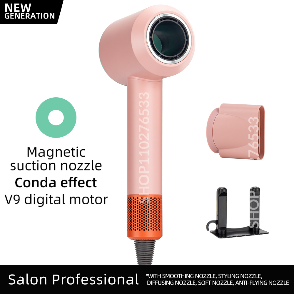 Secador de pelo iónico eléctrico 5 en 1, secador de pelo sin aspas de alta velocidad, secador de pelo de iones negativos de 1,8 M, secador de pelo súper sin hojas: violet