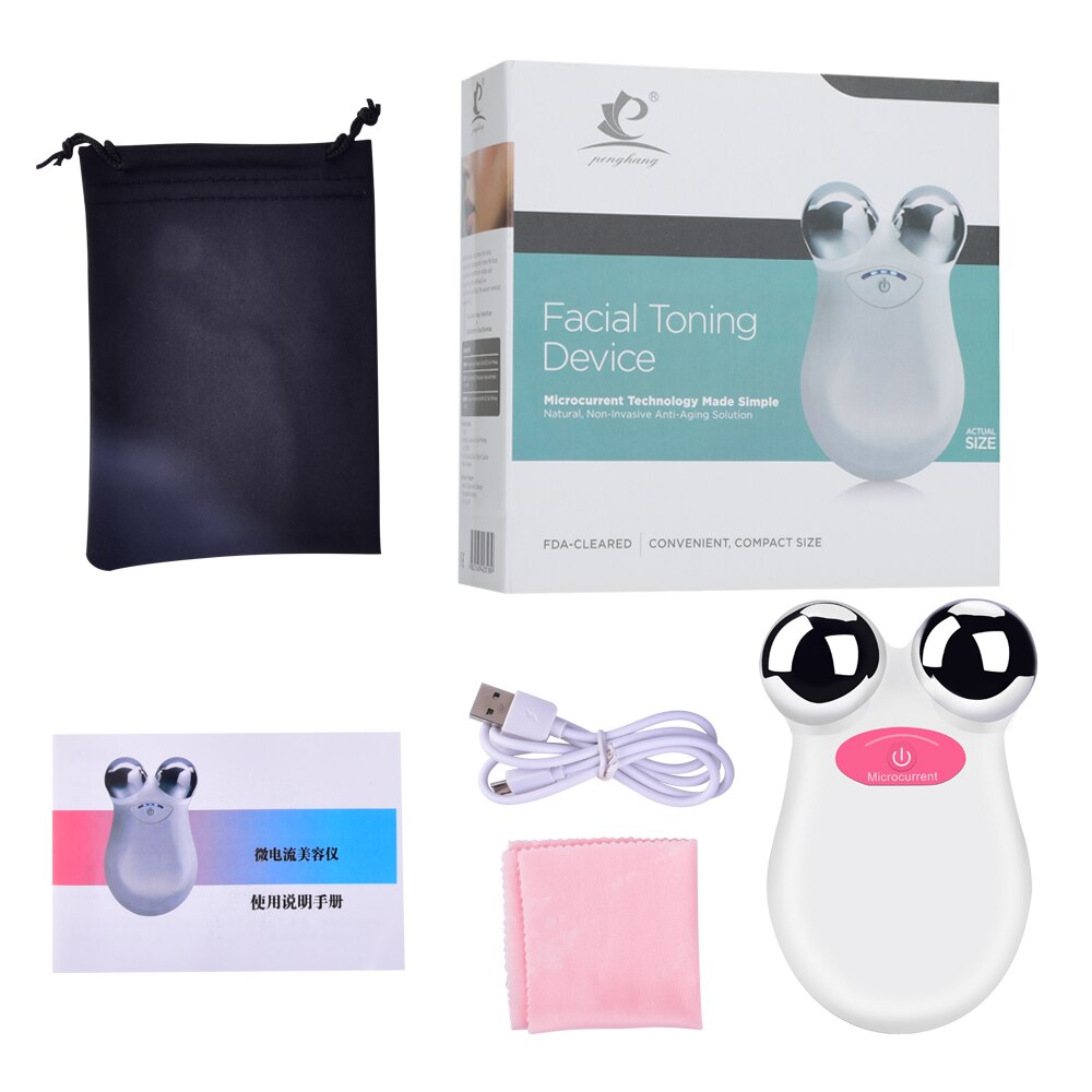 Mini Microcurrent Face Lift Machine Multifunction Beauty Device Skin Tightening Facial Wrinkle Blackhead Remover Skin Care Tools: White