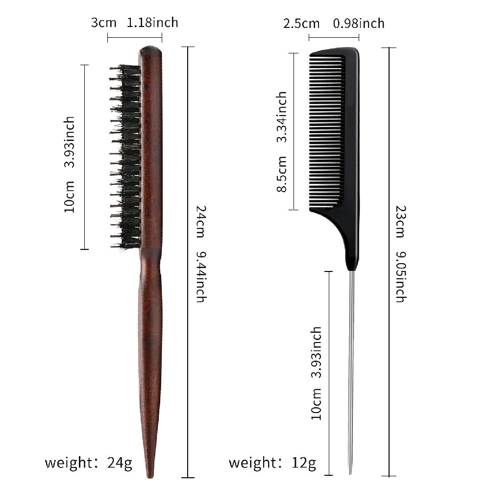 Professionele opgestoken styling staartkammen en gladmakende borstel 4-delige set vingergolven en backcombing-gereedschappen 5-polige volumegevende hefkam